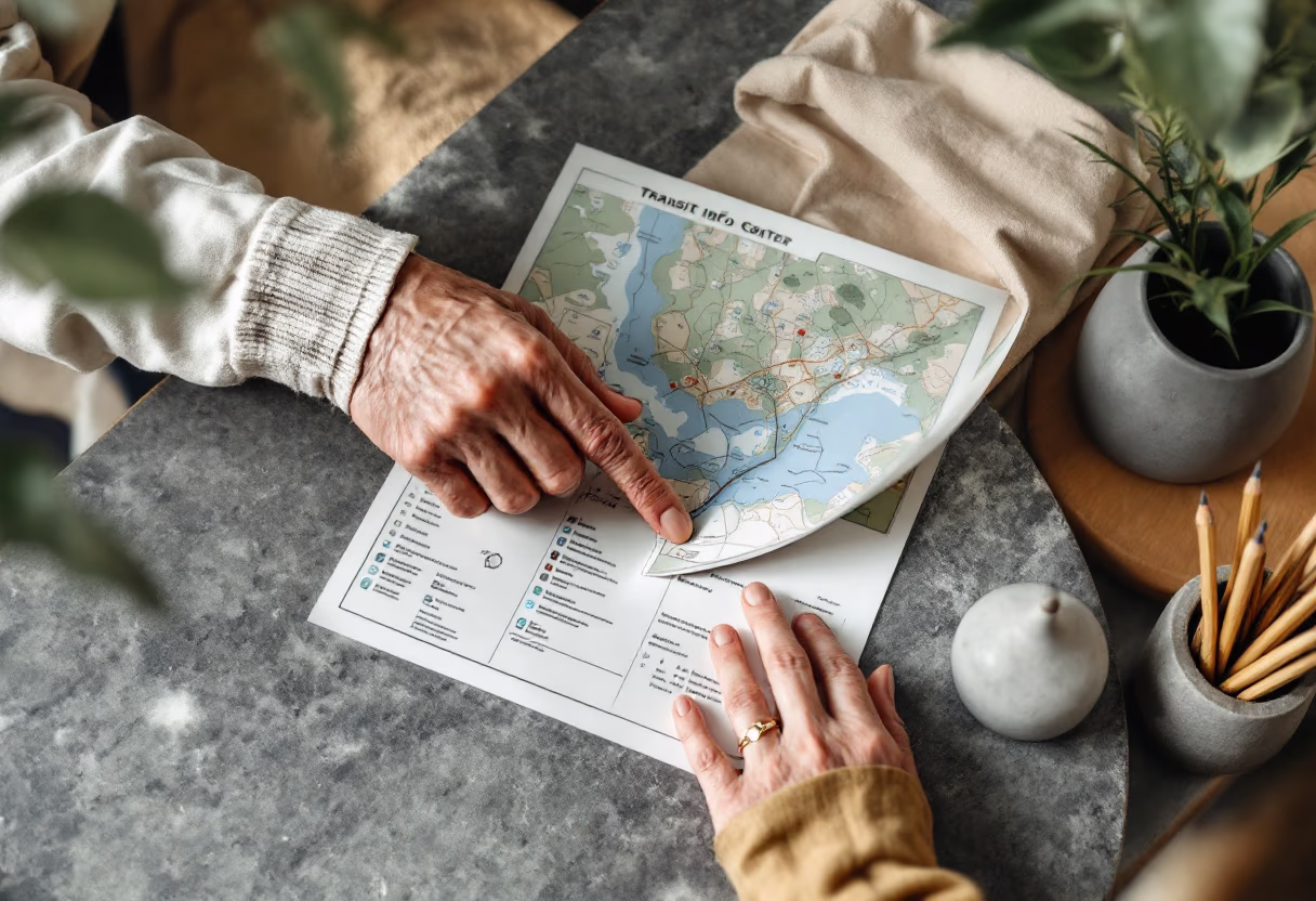 image of passengers checking map